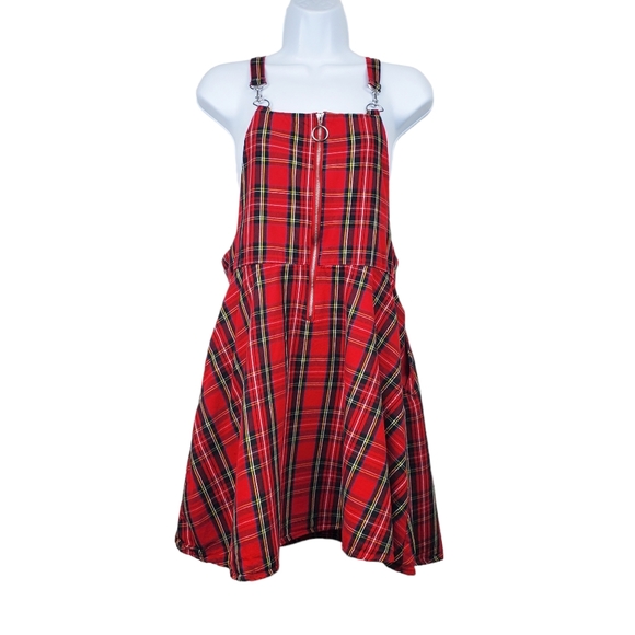 Hot Topic Dresses Hot Topic Red Plaid Oring Skirtall Dress Size S